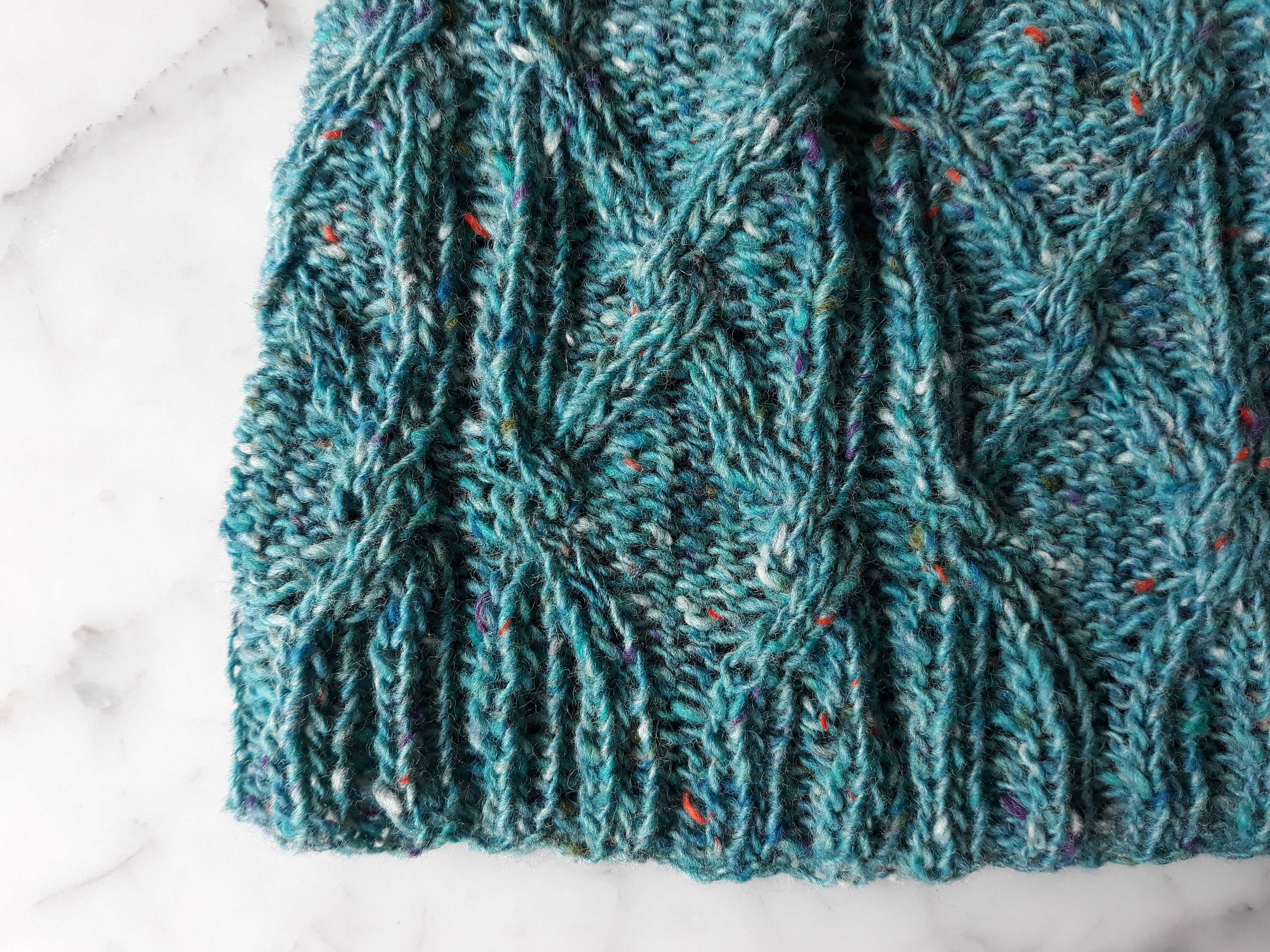 Cable knit beanie in merino Donegal Tweed yarn. Turquoise beanie ...