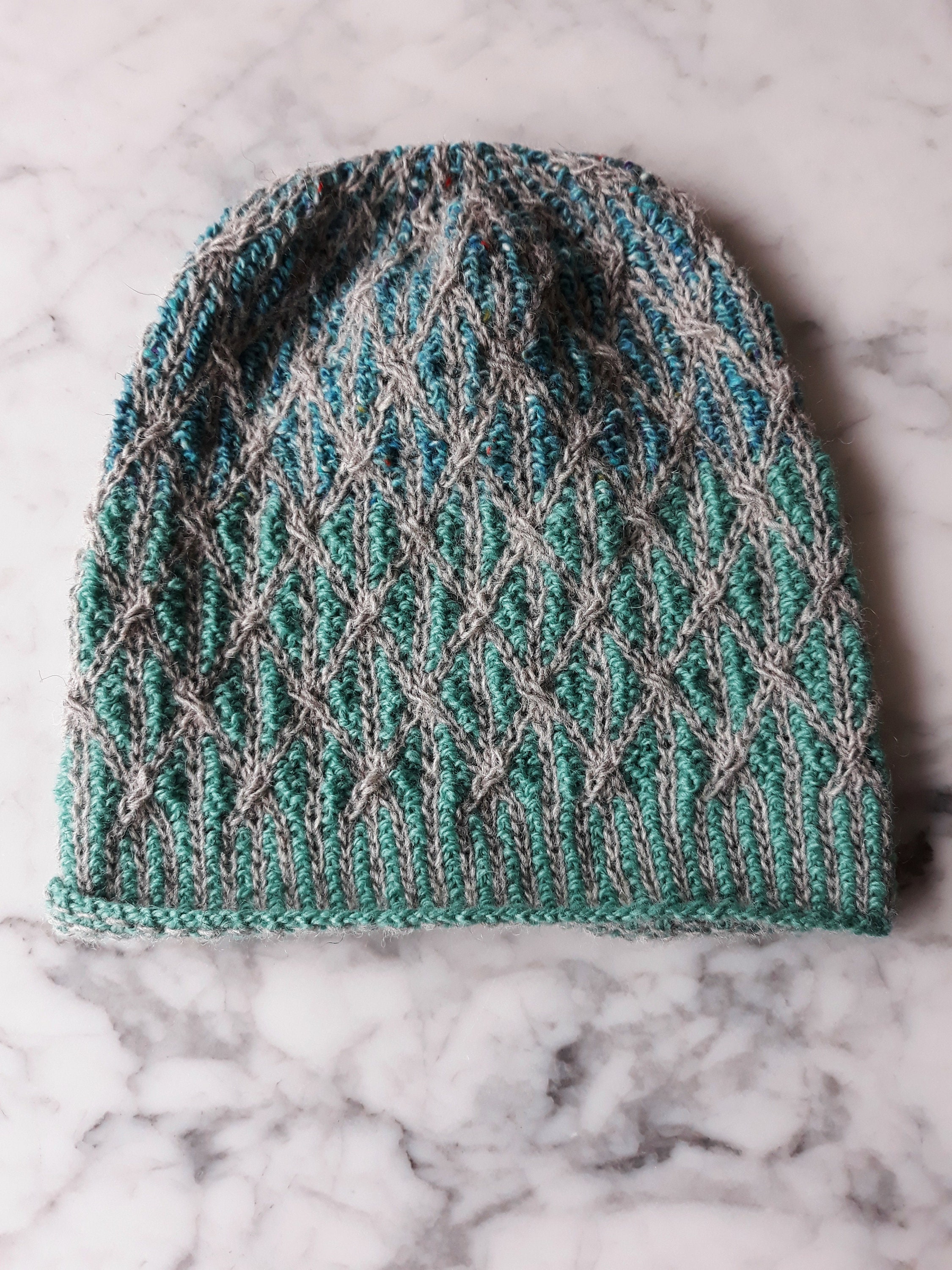 Knit Beanie Unique Handknit Hat In Fine Wool Original Design Made In