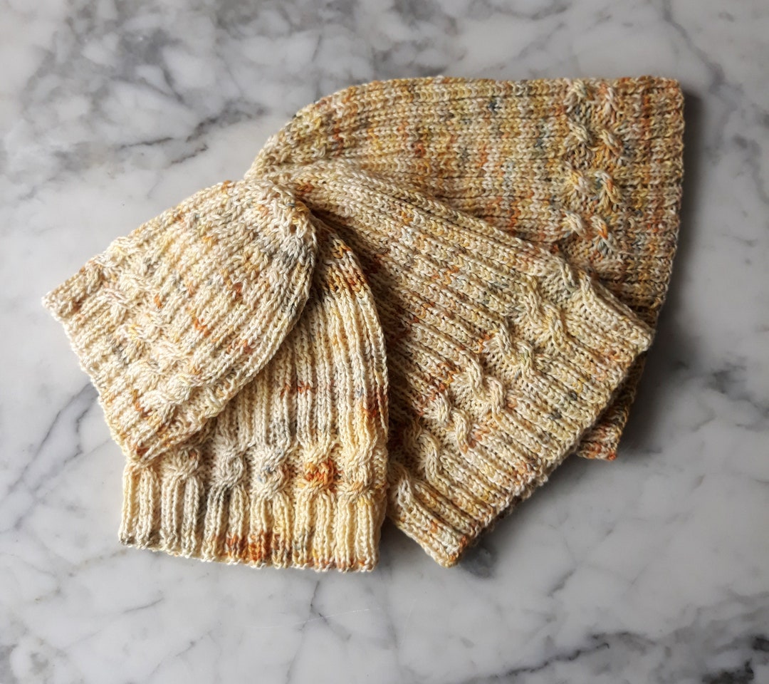 Hat Knitting Pattern Simple Cable Sock Beanie. Instant Download. Sized