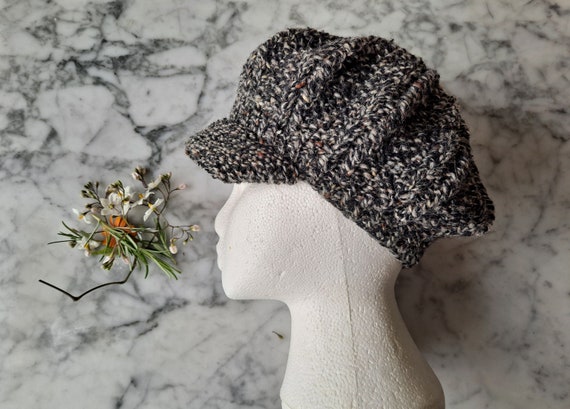 Handknit Aran Tweed Newsboy Cap: Traditional Irish Baker Boy Hat 90s style
