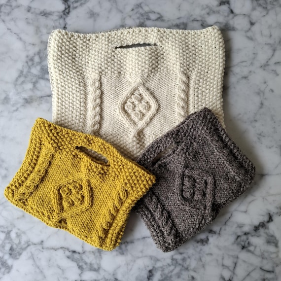 Aran Bobble Bag Cable Knitting Pattern: Two Sizes (Digital Download)