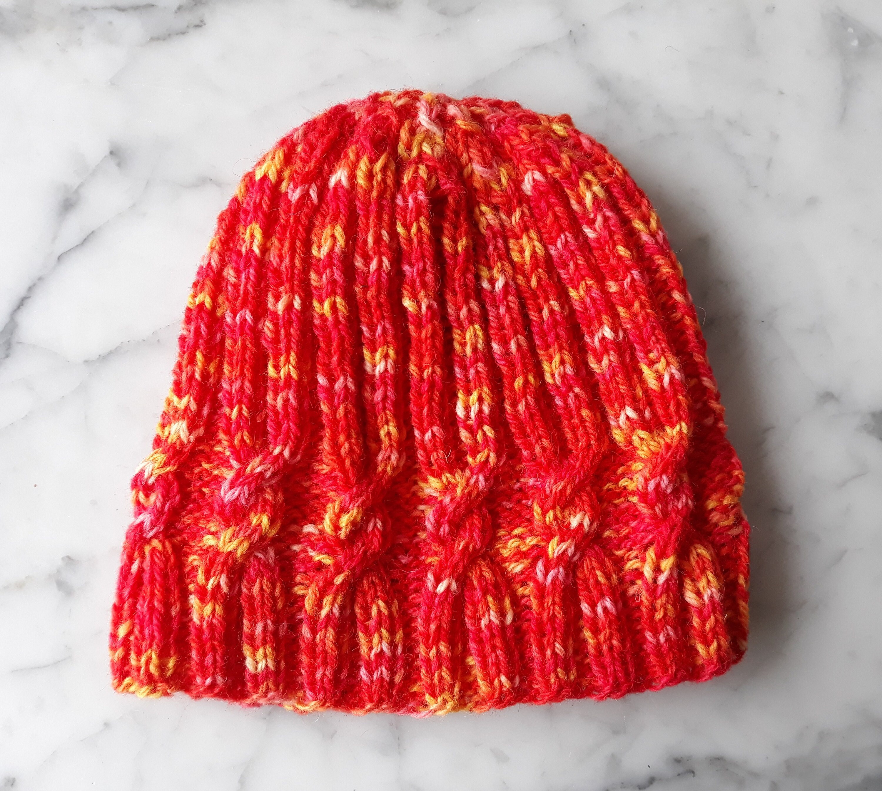 Cable knit beanie handknit hat in handspun Irish wool. Original design