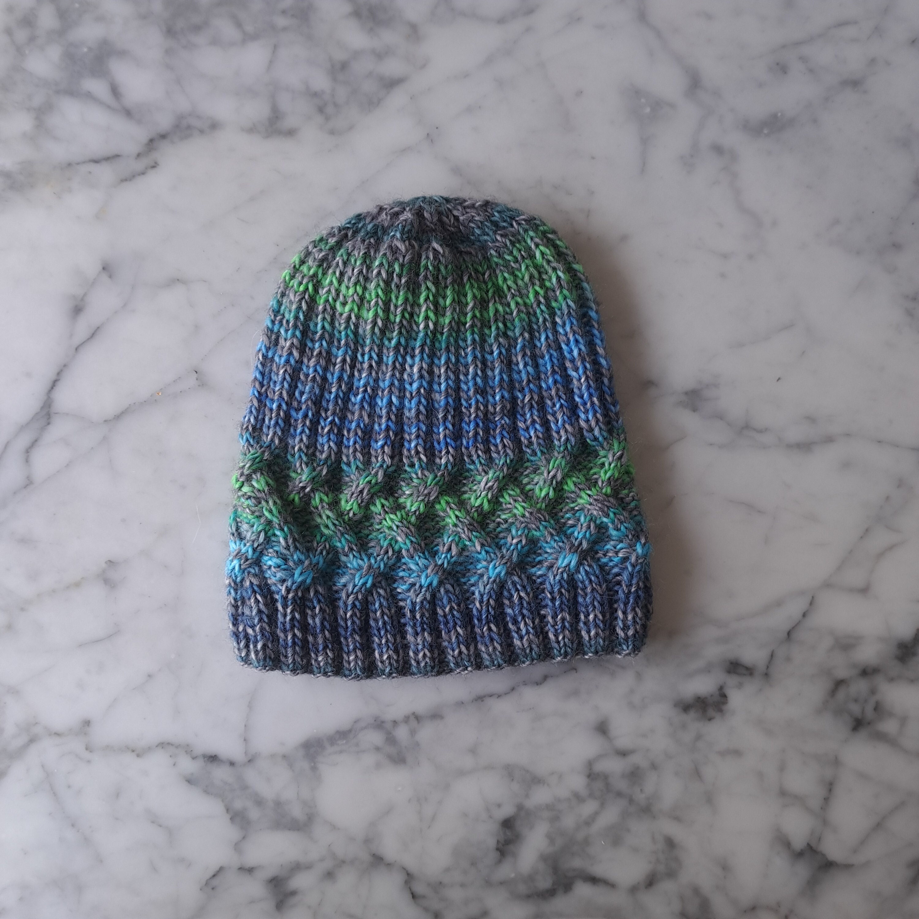 Knit Beanie: wool mix hat. Made in Ireland. Original design. Aran