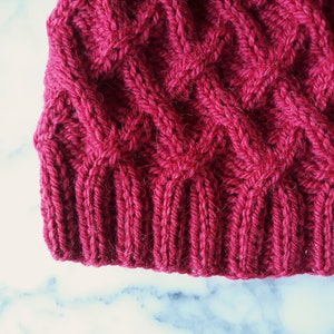 Hat knitting pattern: instant download PDF. Beanie hat pattern. Cable knit hat pattern. Aran hat pattern. Knit your own hat. Mervue beanie. image 8