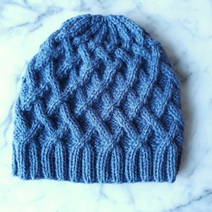 Hat knitting pattern: instant download PDF. Beanie hat pattern. Cable knit hat pattern. Aran hat pattern. Knit your own hat. Mervue beanie. image 3