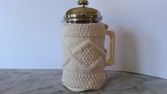 Knitting pattern: Aran French Press cozy. Instant download. Digital knitting pattern. Original design. Stashbuster knit. Cafetiere cosy gift