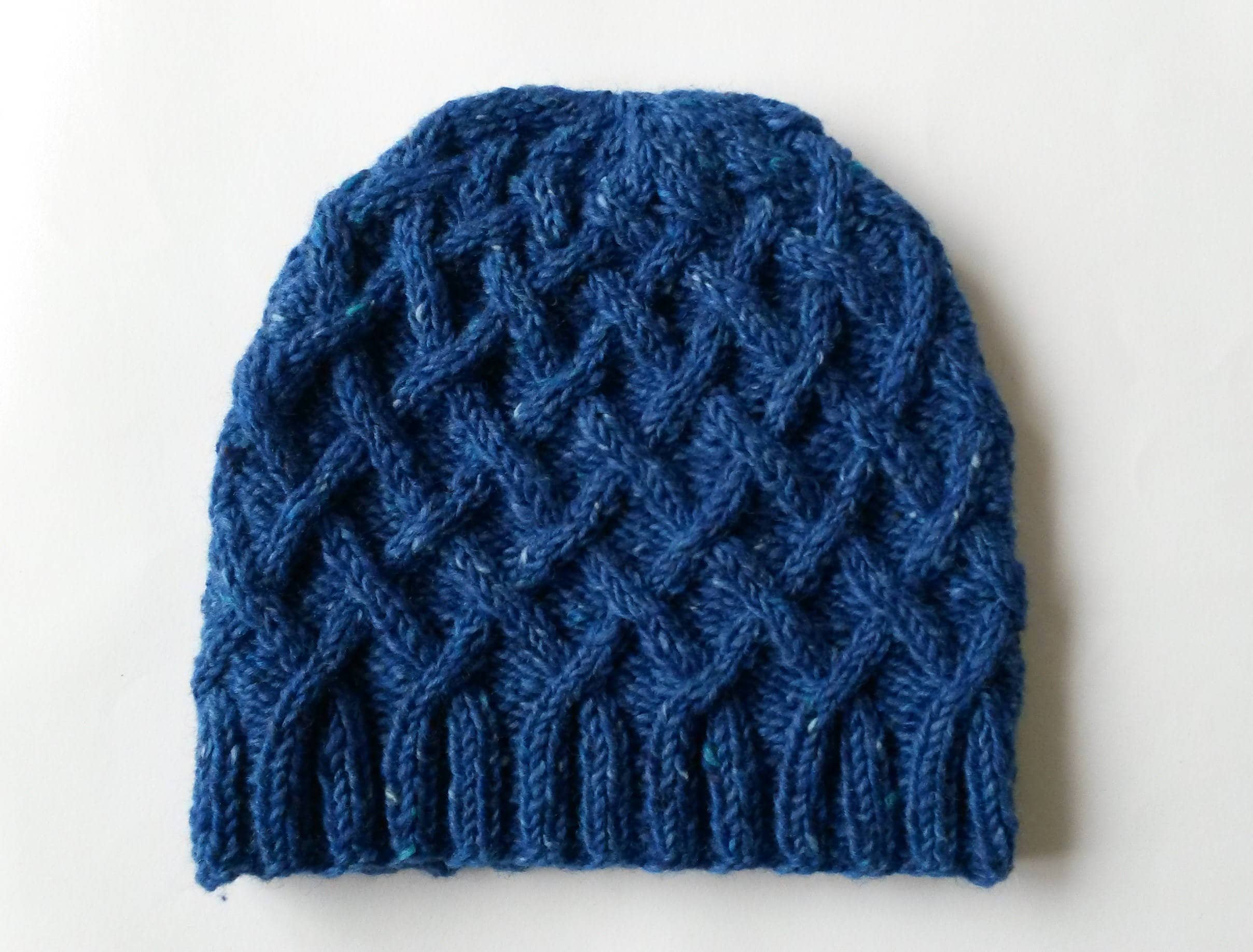 Aran knit beanie handknit hat in Aran tweed wool. Made in Ireland