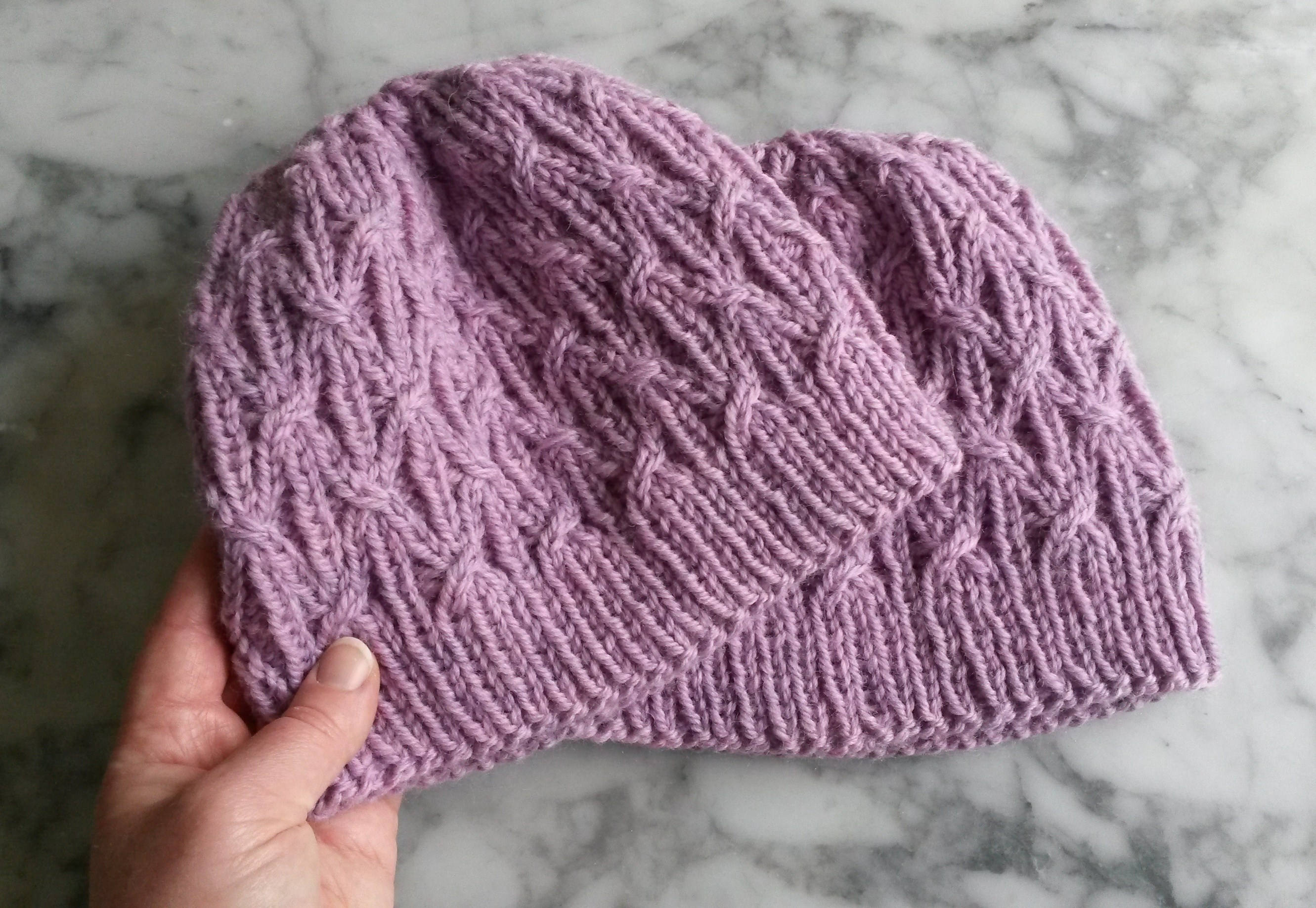 Aran knit beanie original design. Pink wool hat. Cable knit hat. Gift