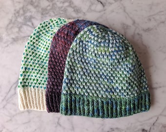 Knitting pattern: Easy Tweed Beanie. Instant download pdf. Unisex design. Great pattern for gifts. Knitting pattern hat. Easy to make hat.