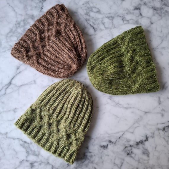 Cable knit beanie: lightweight wool alpaca handknit Aran hats. Soft earthy cable knit beanies. Made in Ireland. Beanie for him or her.