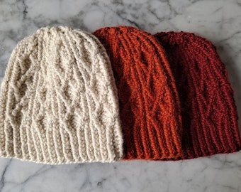 Grobstrick Mütze mit Zopfmuster: Aran Style Mütze für Rundstricknadeln (Digitaler Download)