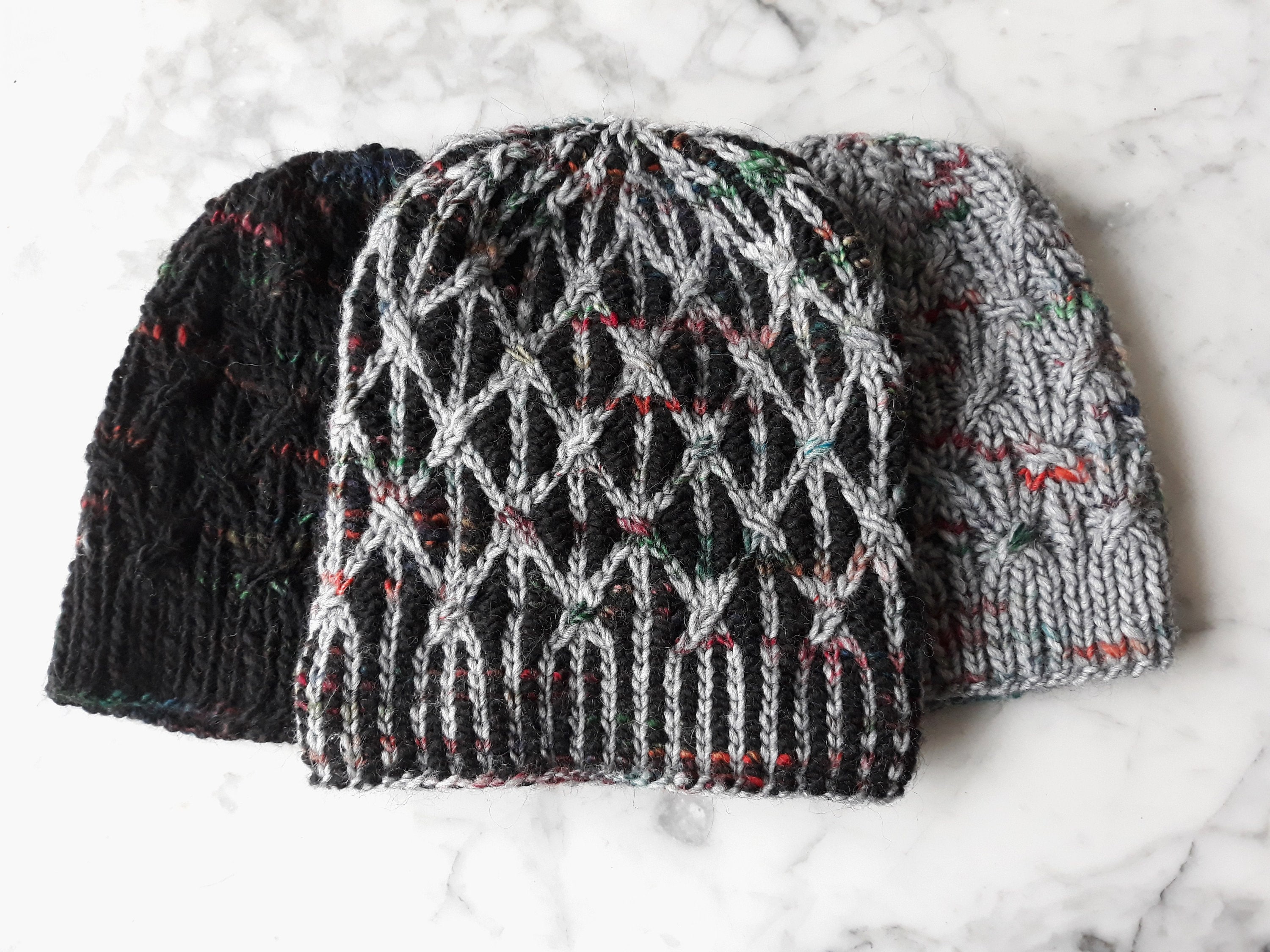 Chunky knit beanie handknit beanies in tweed yarn. Beanie for him