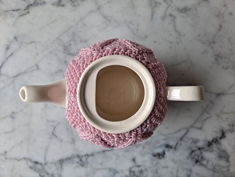 Knit teacosy: pink love heart teacozy. Handknit in Ireland. Original design. Mothers day gift. Gift for new home. Gift for tea drinker. image 8