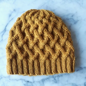 Hat knitting pattern: instant download PDF. Beanie hat pattern. Cable knit hat pattern. Aran hat pattern. Knit your own hat. Mervue beanie. image 4