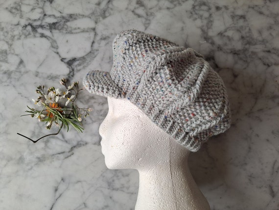 Knitting pattern for baker boy hat; newsboy cap pattern. Aran knitting pattern. Unisex hat pattern. 90s style knit pattern. Digital download