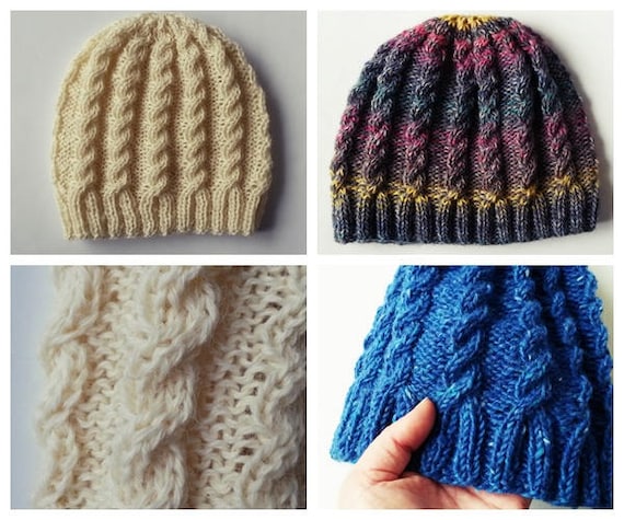 Knitting pattern: instant download PDF. Beanie hat pattern. Aran cable hat. Cable knit pattern. Aran hat pattern. Classic cable beanie.