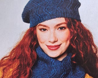 Aran Beret & Cowl Strickmuster: Fingering Yarn (PDF-Muster)