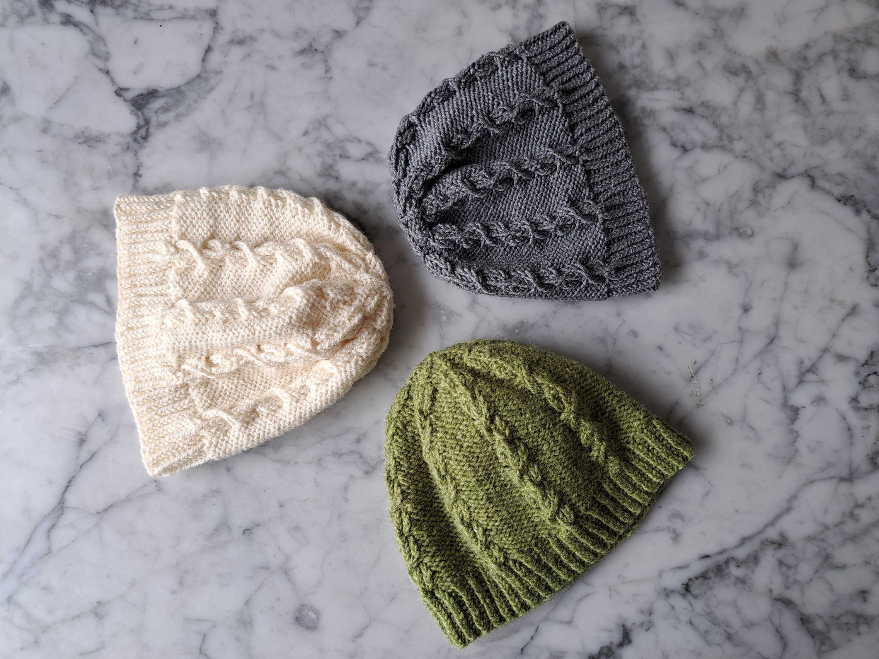Knitting pattern hat: Doolin Beanie aran hat pattern. Cable knit hat