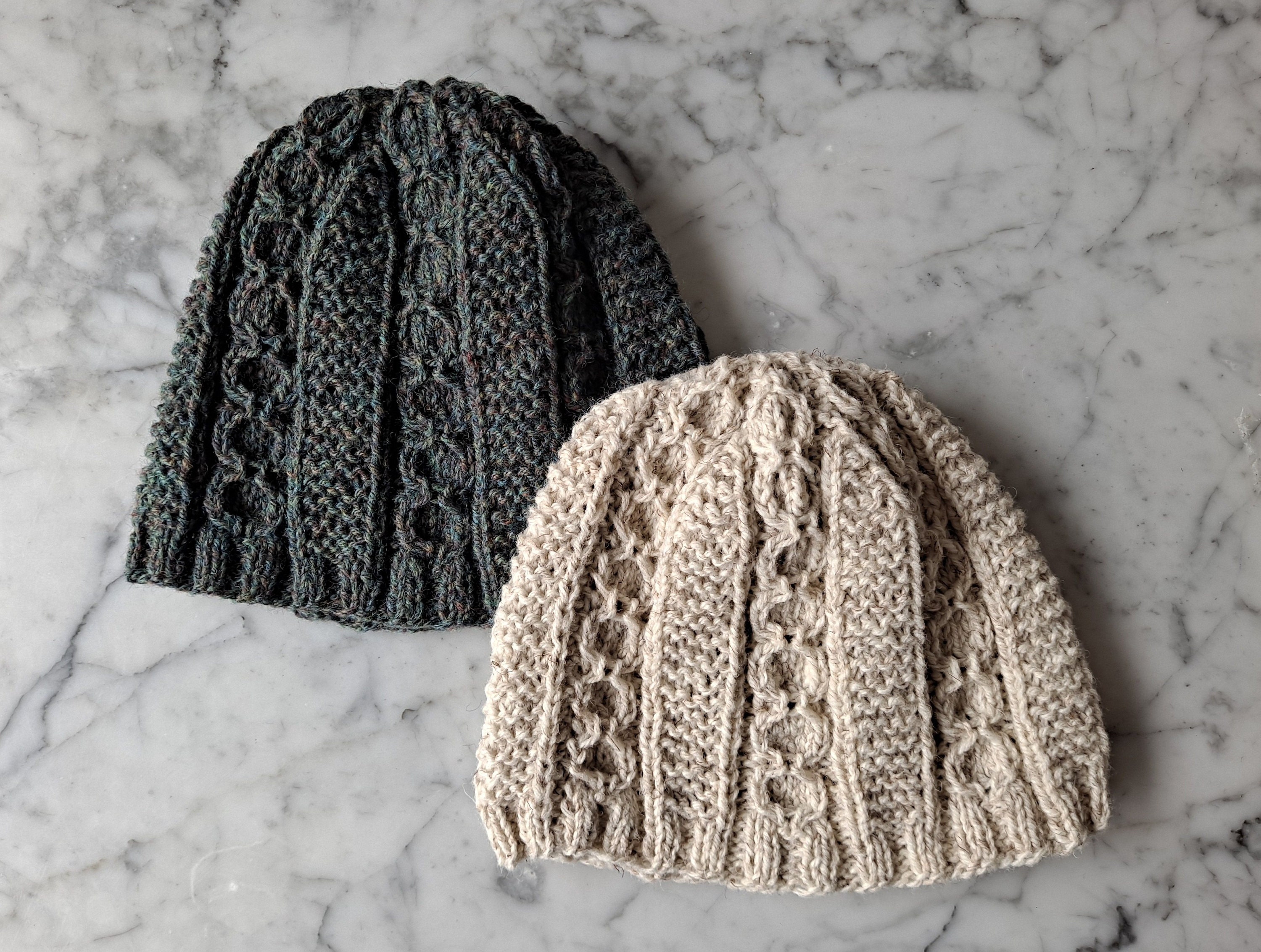 Cable Knit Beanie: Handknit Wool Hat 