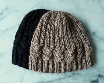 Cable knit beanie: handknit in luxury alpaca silk wool. Original design. Made in Ireland. Small beanie hat. Beanie for her. Beanie for child