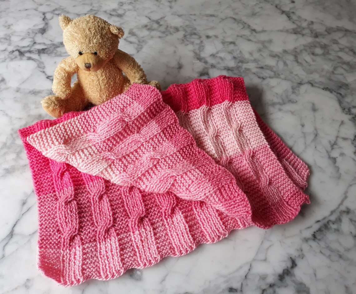 Baby Blanket Knitting pattern instant download PDF. Easy Aran Etsy