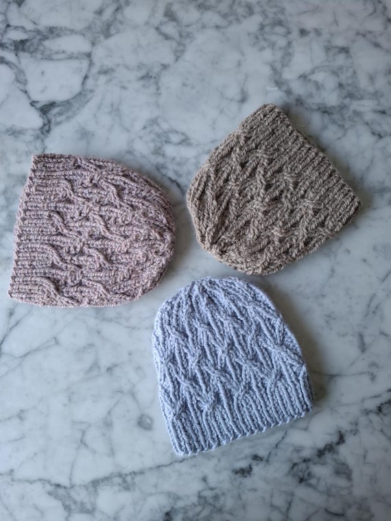 Chunky knit beanie: handknit hat in luxury yarn. Alpaca wool hat. Original design. Aran knit beanie. Made in Ireland. Beanie for him or her.