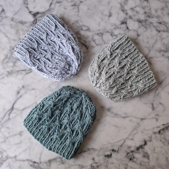 Chunky knit beanie: handknit hat in luxury yarn. Alpaca wool hat. Original design. Aran knit beanie. Made in Ireland. Beanie for him or her.