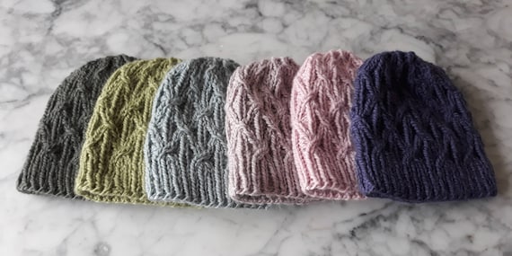 Chunky knit beanie: handknit hat in luxury yarn. Wool alpaca hat. Aran knit beanie. Original design. Made in Ireland. Women's beanie hat.
