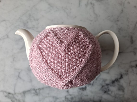 Knit teacosy: pink love heart teacozy. Handknit in Ireland. Original design. Mothers day gift. Gift for new home. Gift for tea drinker.