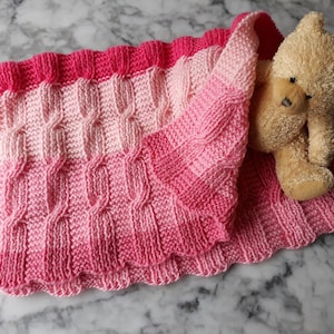 Aran Baby Blanket Knitting Pattern: Easy Reversible Cable Design (PDF Download)
