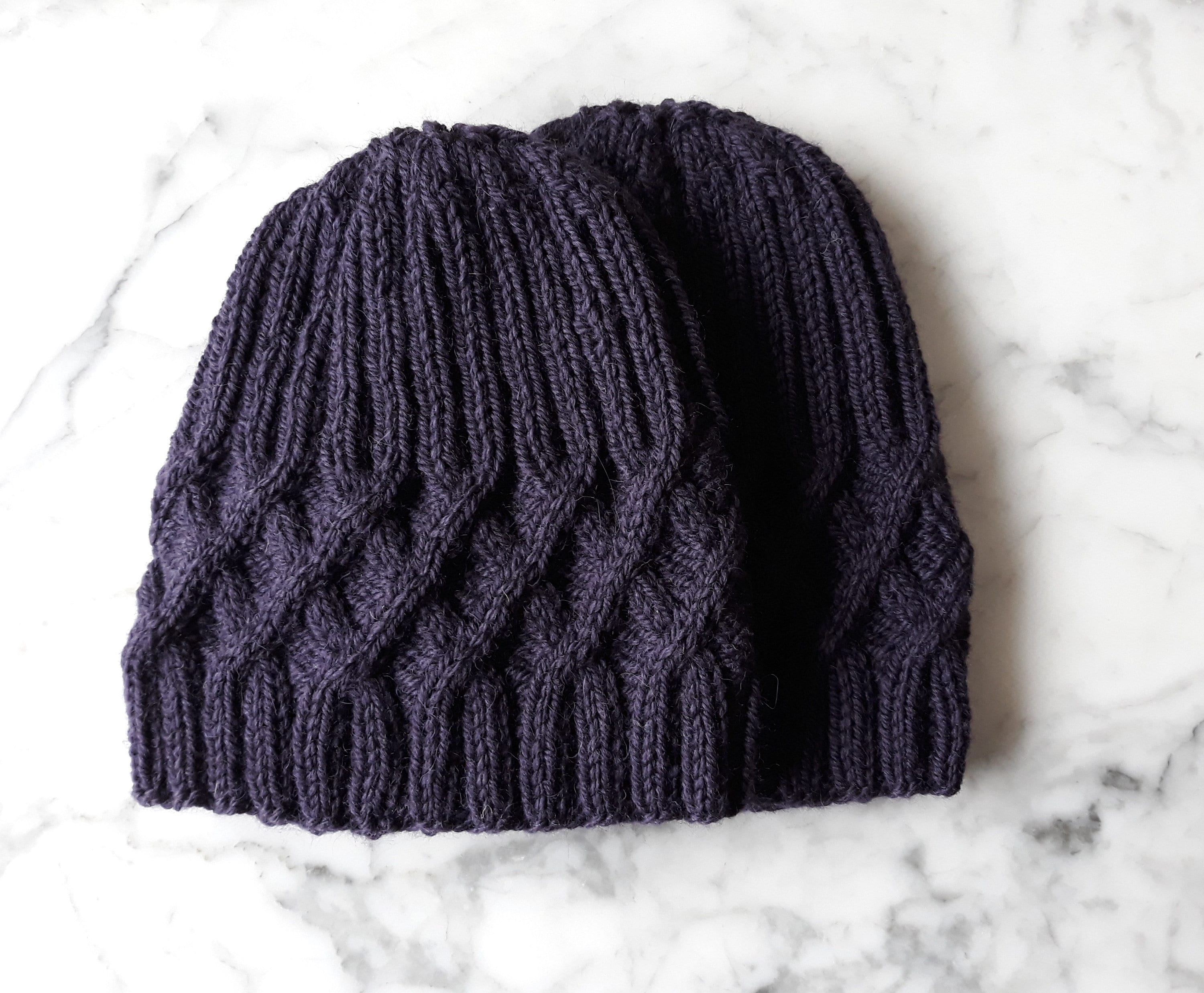 Knitting Pattern: Aran Messy Bun Hat. Digital Download. Knit