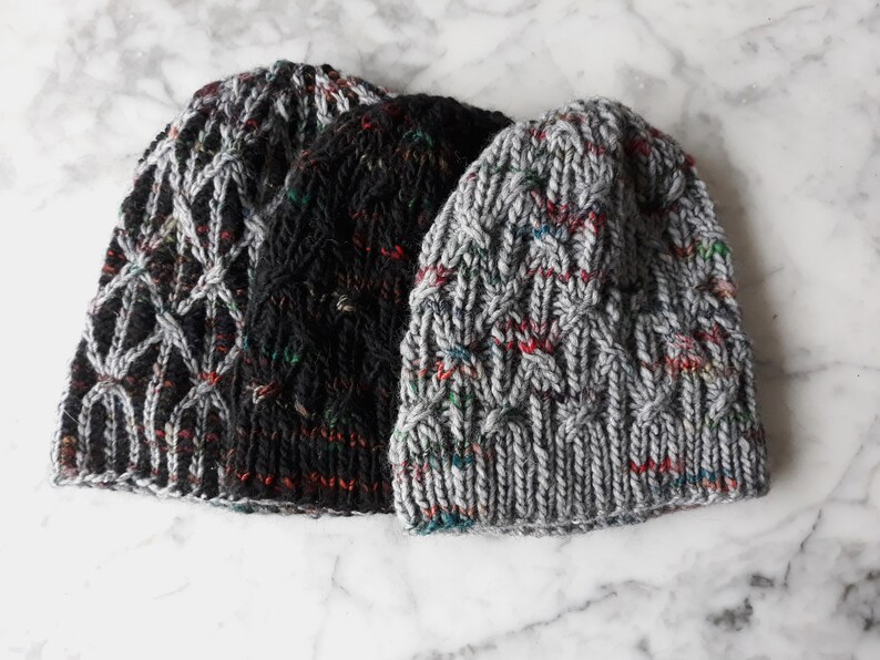 Chunky knit beanie handknit beanies in tweed yarn. Beanie for Etsy