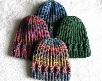 Knitting pattern: instant download PDF. Beanie hat pattern. Cable knit hat pattern. Aran hat pattern. Simple Cable Beanie. Unisex design.
