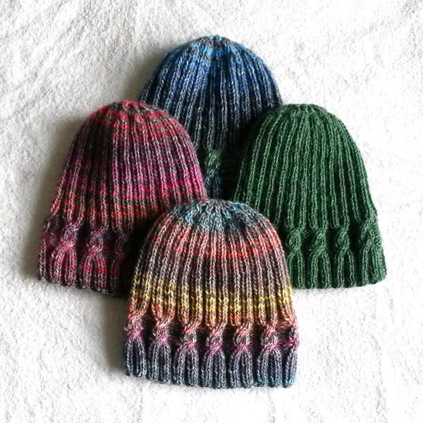 Strickanleitung: PDF zum sofortigen Download. Beanie Mütze Muster. Zopfmuster Mütze. Aran Hut Muster. Schlichte Zopfmütze. Unisex-Design.