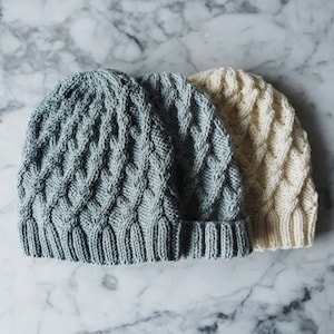 Knitting pattern: Salthill Beanie. Aran hat pattern. Cable knit hat pattern. Digital download. Knit your own hat. Irish beanie hat pattern.