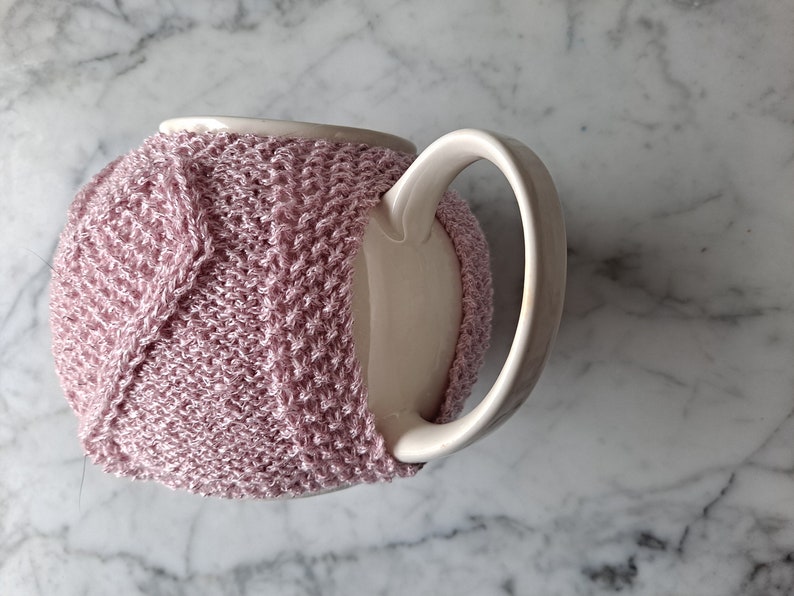 Knit teacosy: pink love heart teacozy. Handknit in Ireland. Original design. Mothers day gift. Gift for new home. Gift for tea drinker. image 2