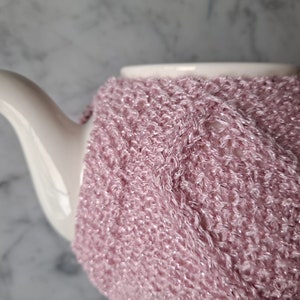 Knit teacosy: pink love heart teacozy. Handknit in Ireland. Original design. Mothers day gift. Gift for new home. Gift for tea drinker. image 6