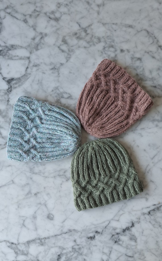 Cable knit beanie: lightweight alpaca handknit Aran hats. Soft pastel cable knit beanies. Made in Ireland. Beanie for her. Gift for sisters.