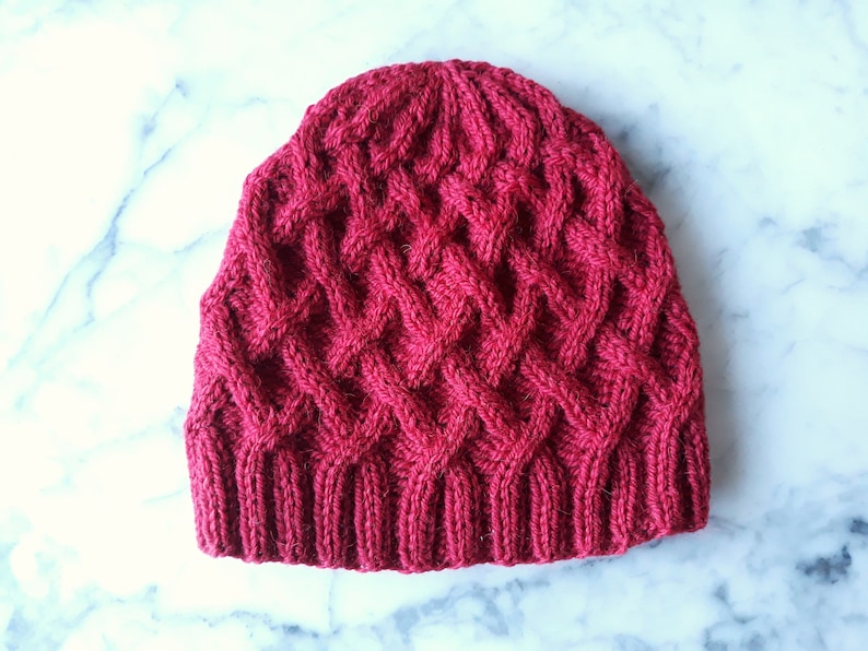 Hat knitting pattern: instant download PDF. Beanie hat pattern. Cable knit hat pattern. Aran hat pattern. Knit your own hat. Mervue beanie. image 5