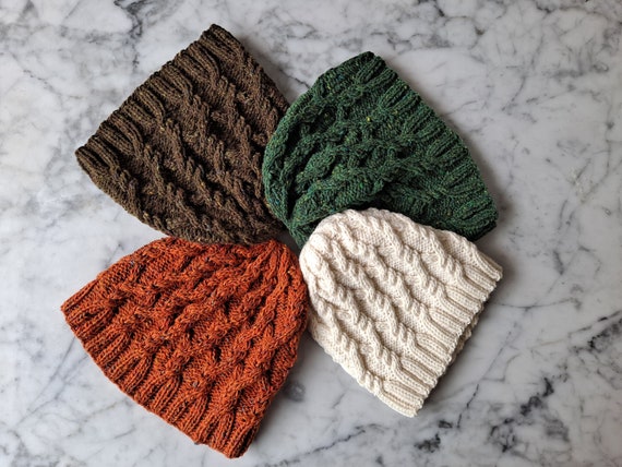 Cable knit beanies in luxury wool: handmade in Ireland. Fall knit beanies. Aran knit beanies. Christmas gift. Beanie for him Beanie for her.