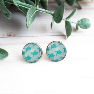 Blue Turtle Earring Studs Turtle Lover Gift Turtle Jewelry Turtle Gifts for Women Turtle Stud Earrings Glass Stud Earrings