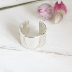 Wide Silver Ear Cuff, No Piercing, Sterling Silver Ear Wrap UK