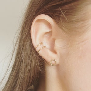 Double Gold Ear Cuff, Gold Filled Double Ear Cuff, Textured To Catch The Light, Minimalist Ear Wrap