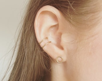 Gold Filled Double Band Ear Cuff: Minimalist Ear Wrap