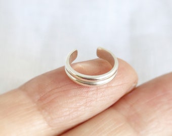 Sterling Silver Double Band Ear Cuff: No Pierce Ear Wrap