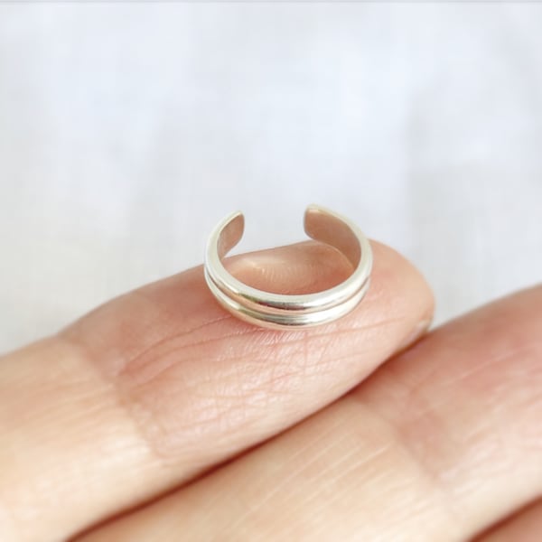 Sterling Silver Double Band Ear Cuff: No Pierce Ear Wrap