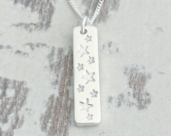 Star Pendant Sterling Silver, Hand Stamped Chunky Star Necklace, Birthday Gift for Wife, Daughter