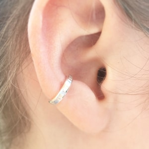 Ear Cuff Sterling Silver, Textured To Catch The Light, No Pierce Slip on Cuff, Boho Style Ear Cuff