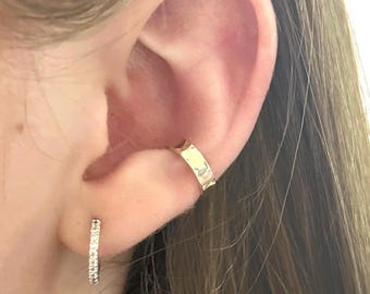 Gold Ear Cuff, Hammered Chunky Gold Ear Cuff, Textured To Catch The Light, Statement Ear Cuff