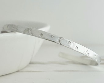 Handmade Sterling Silver Mountain Star Bracelet: Celestial Bangle
